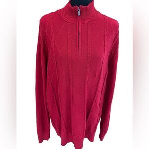 New with tags F/X Fusion cotton blend quarter zip red cable knit sweater size XL
